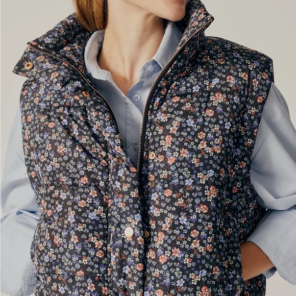 Deluc Jackets & Blazers - Deluc Stix Printed Floral Puffer Vest